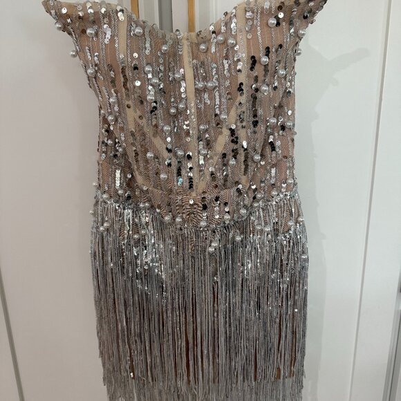 Bella Barnett Sorel Pearl Sequin Tassel Mini Dress - Picture 1 of 6